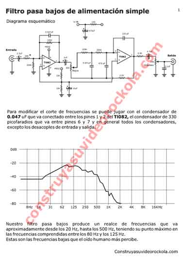 Descargar Archivo PDF del Filtro Pasa Bajos de segundo orden y Alimentación Simple
